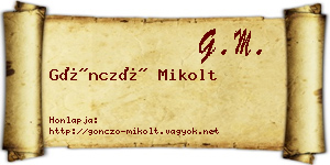 Göncző Mikolt névjegykártya